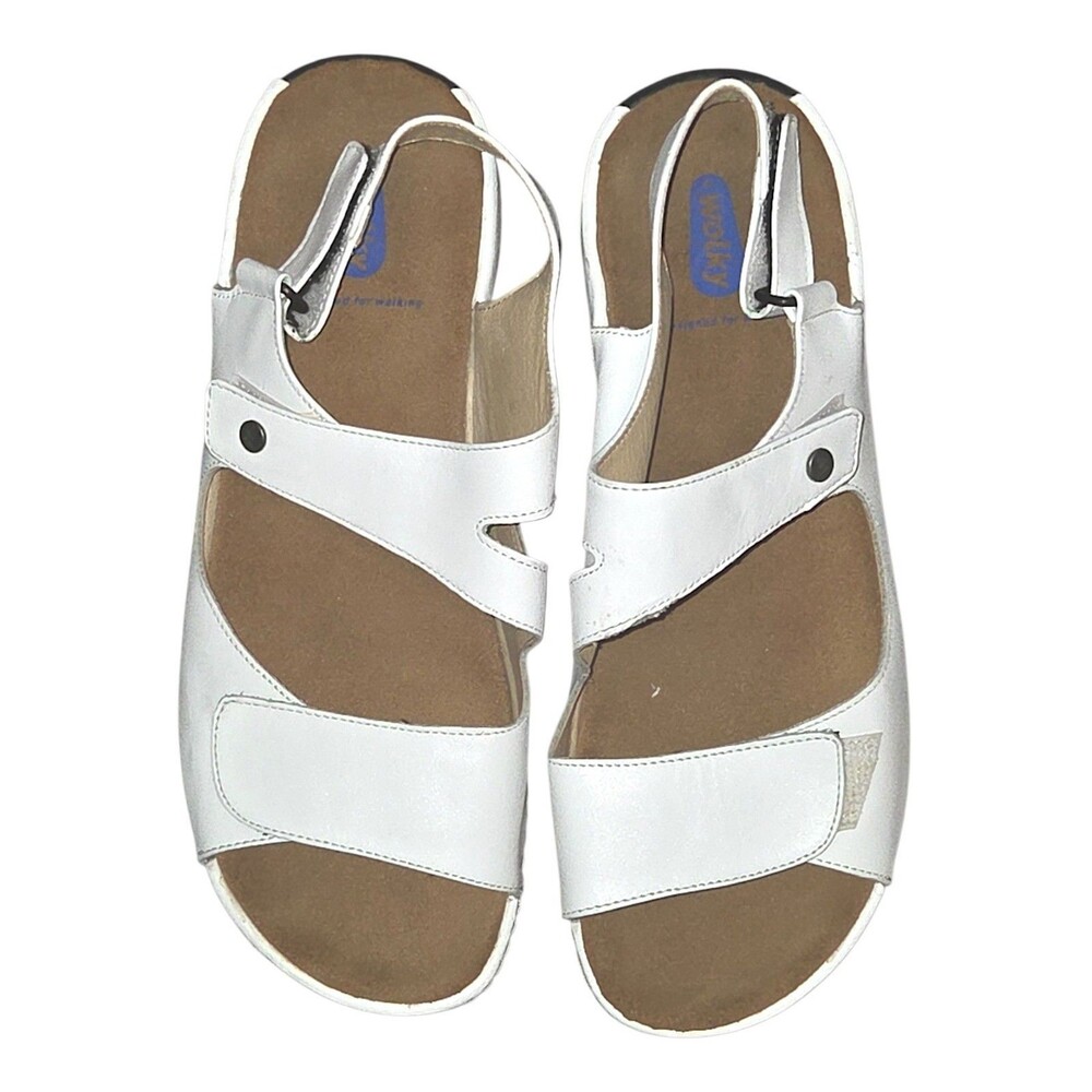 WOLKY Liana Slingback Sandals Sz 40/ 9 White Leather Comfort Shoes 315